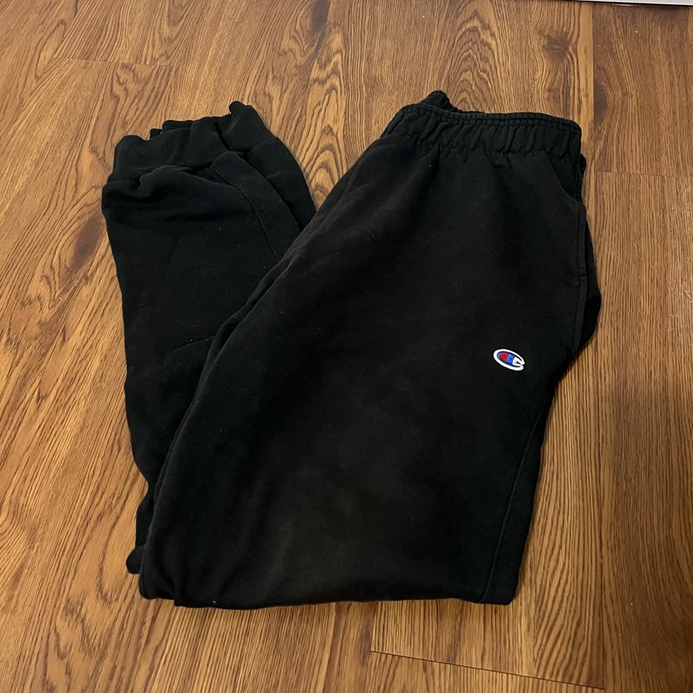 Champion Black Logo Jogger Sweatpants Size Medium